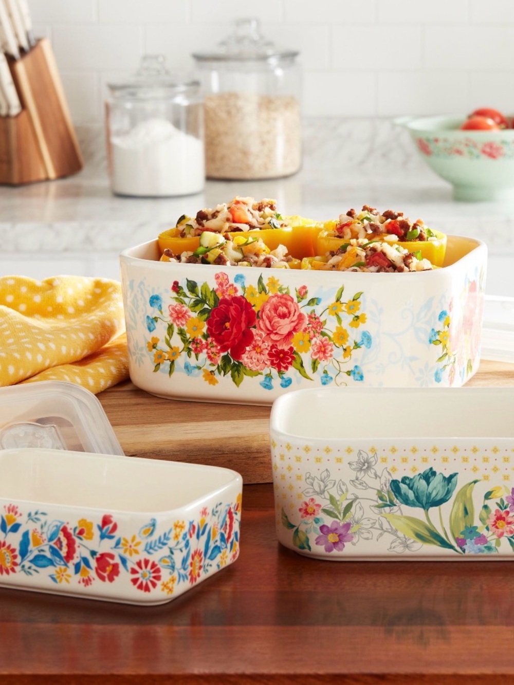The Pioneer Woman Sweet  Rose Ceramic Baking Dishes with Multicolor Floral